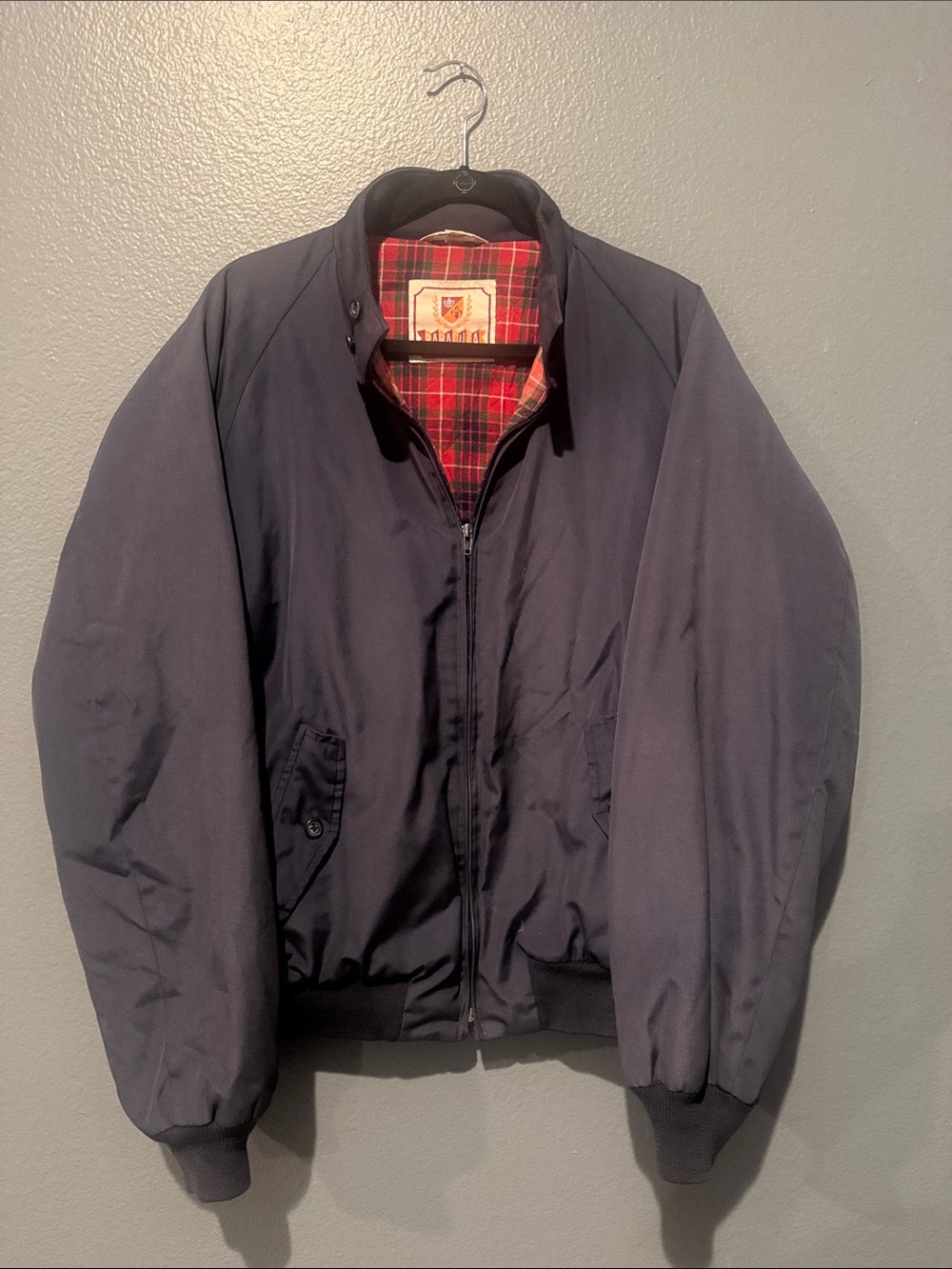 Vintage Baracuta 80’s G-9 Jacket, Navy, Red Tartan 42L